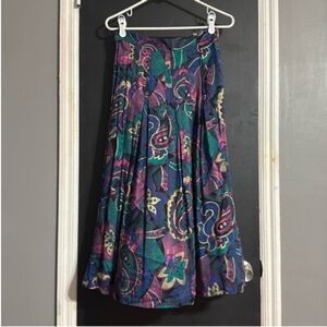 Vintage Print Rayon Teacher Midi Skirt Size: 11/12
